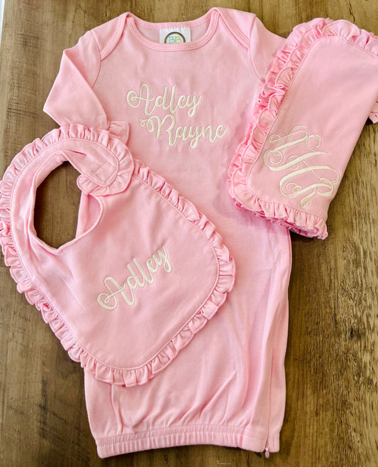 Embroidered Ruffle Bib