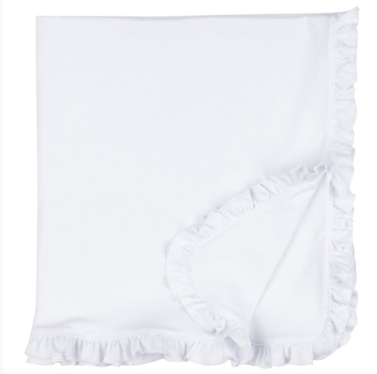 Embroidered Ruffle Receiving Blanket