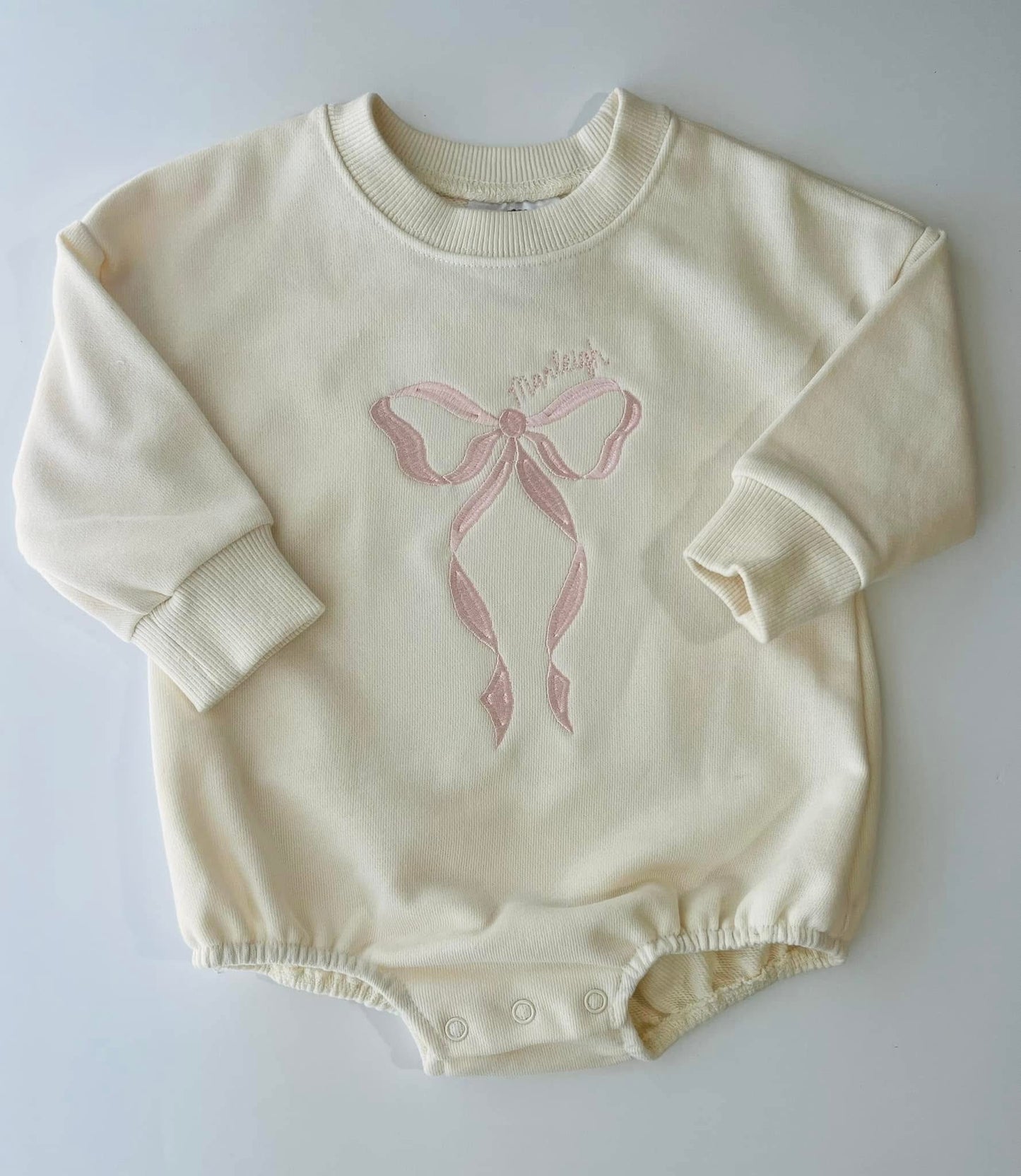 Sweatshirt Bubble Embroidered with Satin Bow & Name