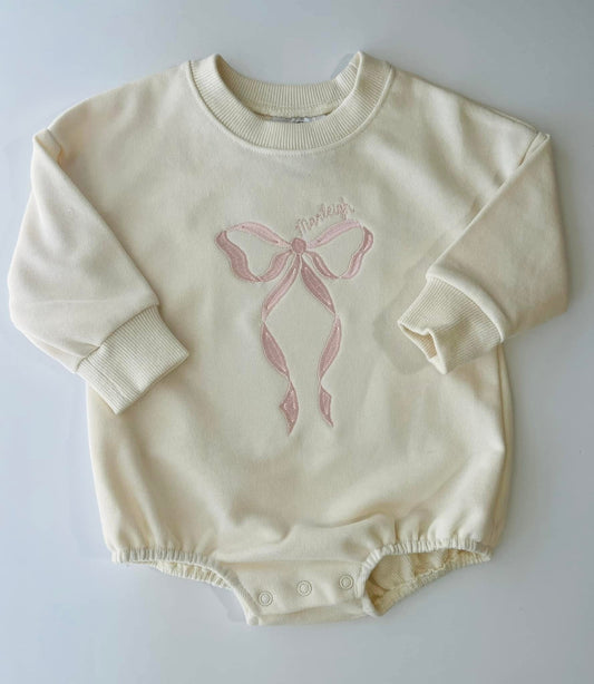 Sweatshirt Bubble Embroidered with Satin Bow & Name