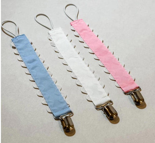 Embroidered Bow Pacifier Clip